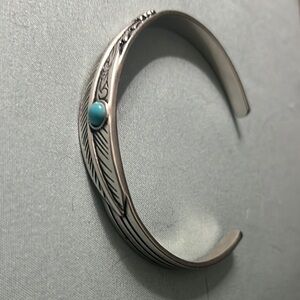 Montana Silversmiths Silver and Blue Engraved Cuff Bracelet